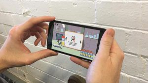 Biobanking game shown on phone