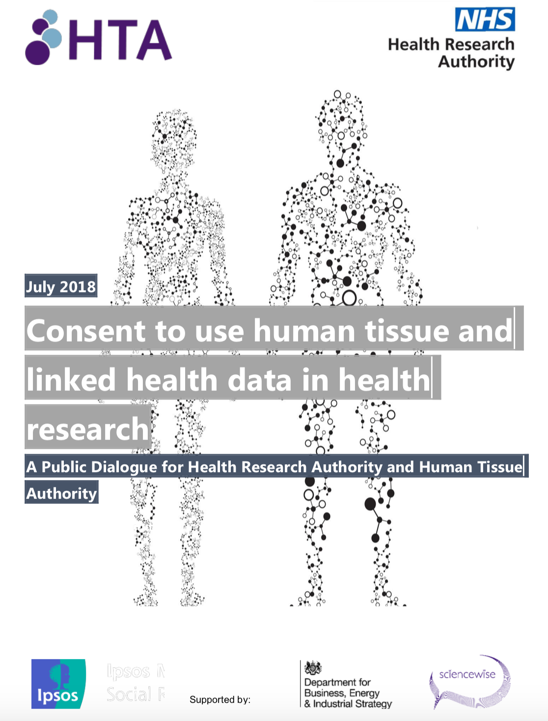 HTA HRA report cover The image features the report title with two human silhouettes made up of molecules in the background.