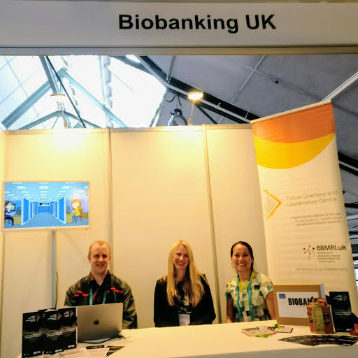 stall Phil, Jessica and Catherine at the Biobanking UK stall